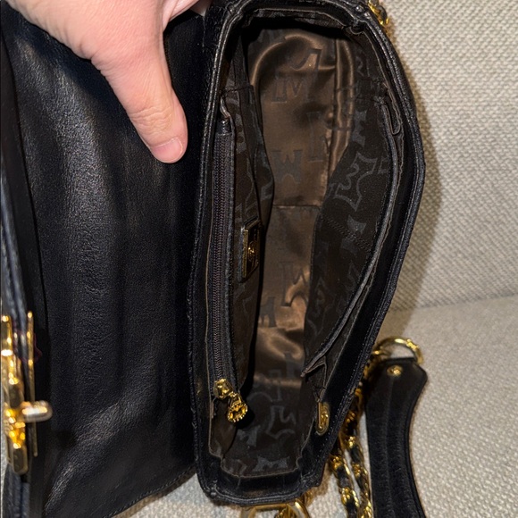 Bundle ONLY Metrocity Black Quilted Leather Crossbody Bag with Gold Details - Picture 15 of 17